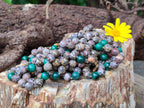 Polished Snakeskin Rhyolite Jasper and Malachite Bead Necklace - Sold per Item- From Australia - Toprock Gemstones and Minerals 