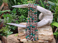 Polished Snakeskin Rhyolite Jasper and Malachite Bead Necklace - Sold per Item- From Australia