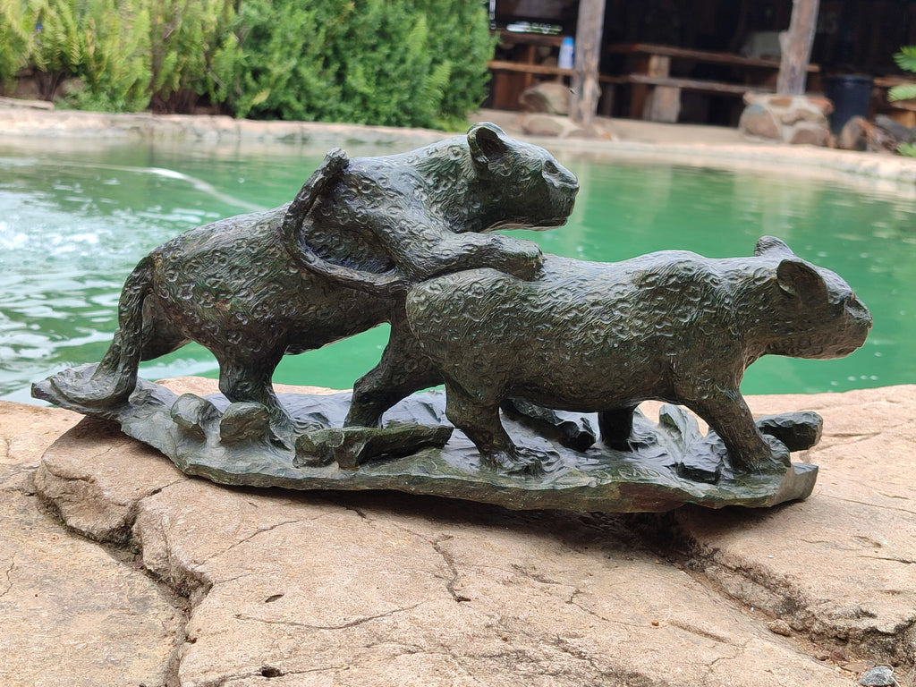 Hand Made Green Verdite Leopard Carving x 1 From Zimbabwe - Toprock Gemstones and Minerals 