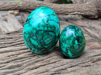 Polished Flower Banded Malachite Gemstone Eggs x 2 From Congo - Toprock Gemstones and Minerals 