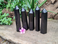 Polished Black Basalt Points x 5 From Madagascar