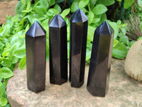 Polished Black Basalt Points x 5 From Madagascar