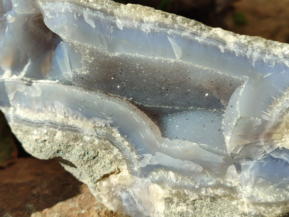 Natural Blue Lace Agate Geode Specimens x 3 From Malawi - Toprock Gemstones and Minerals 