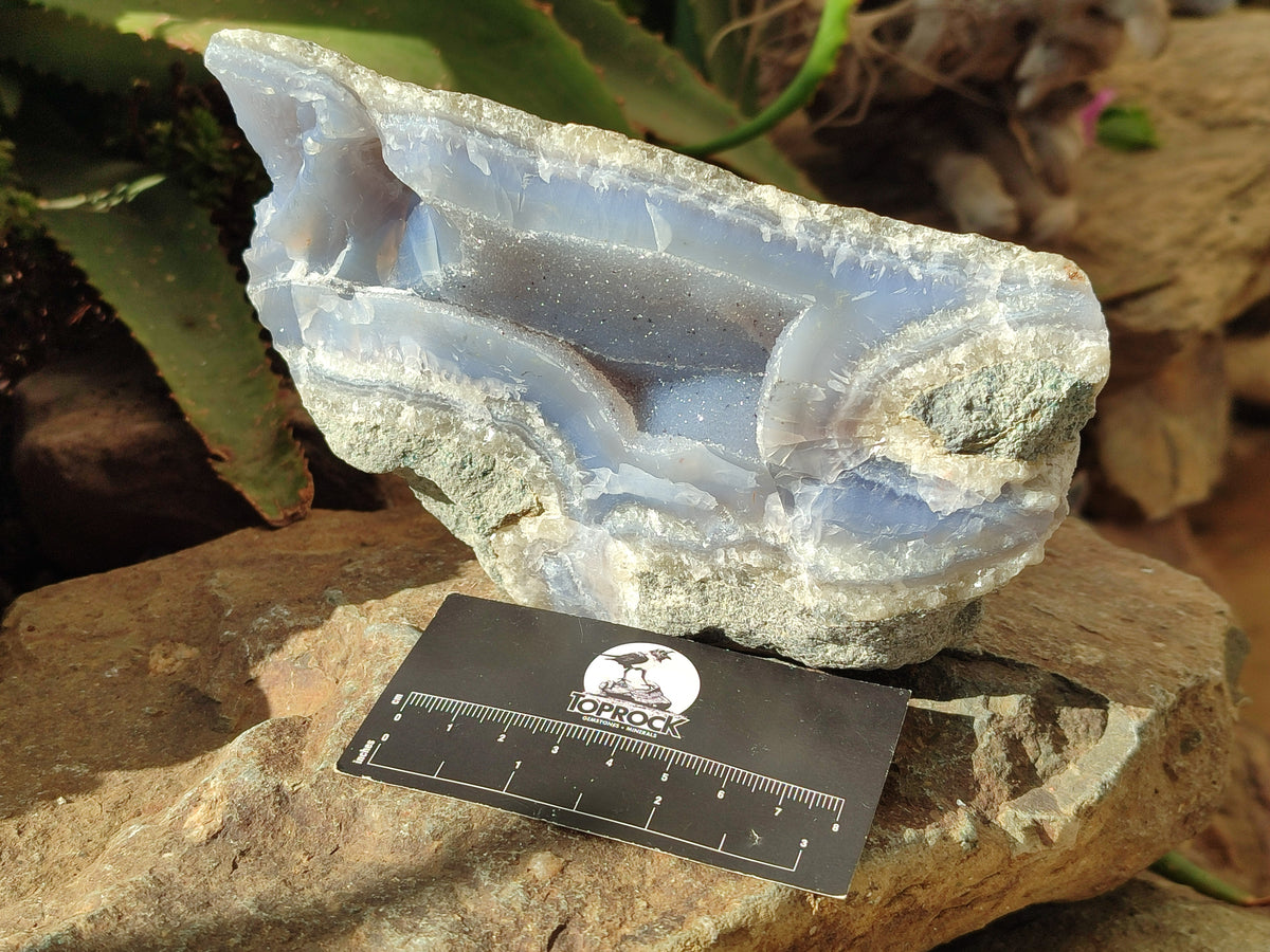 Natural Blue Lace Agate Geode Specimens x 3 From Malawi - Toprock Gemstones and Minerals 
