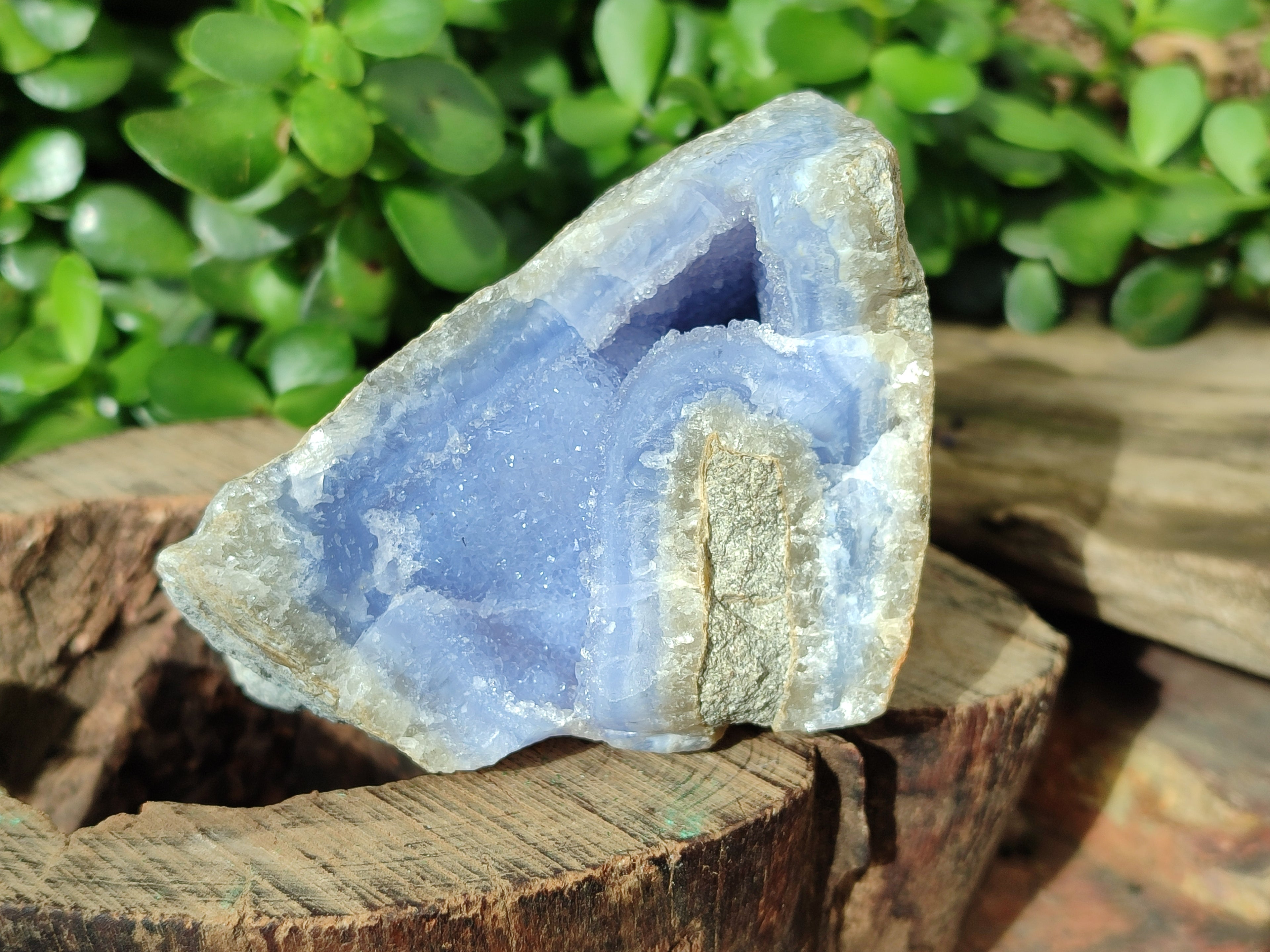 Natural Blue Lace Agate Geode Specimens x 3 From Malawi - Toprock Gemstones and Minerals 
