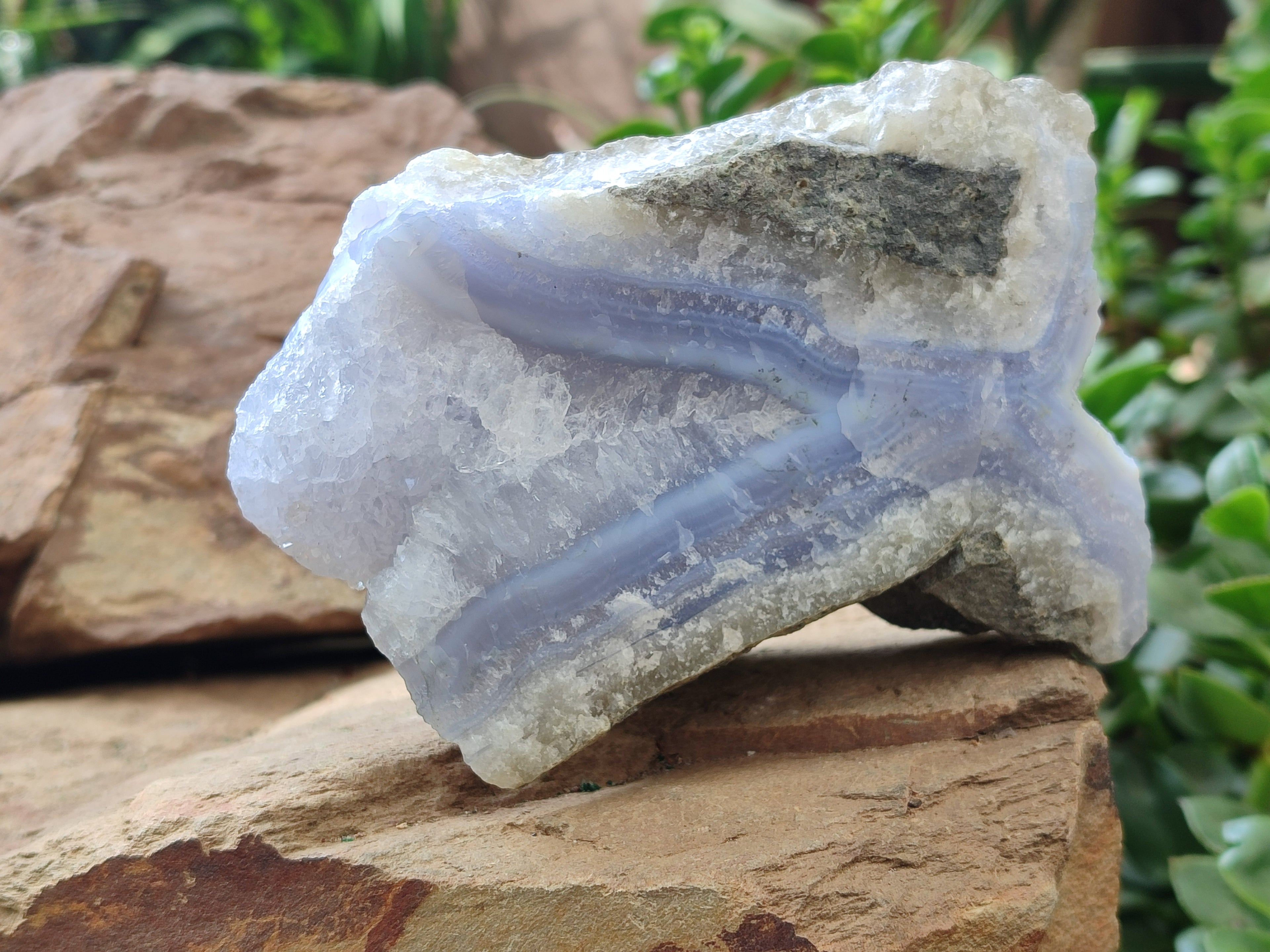 Natural Blue Lace Agate Geode Specimens x 3 From Malawi - Toprock Gemstones and Minerals 