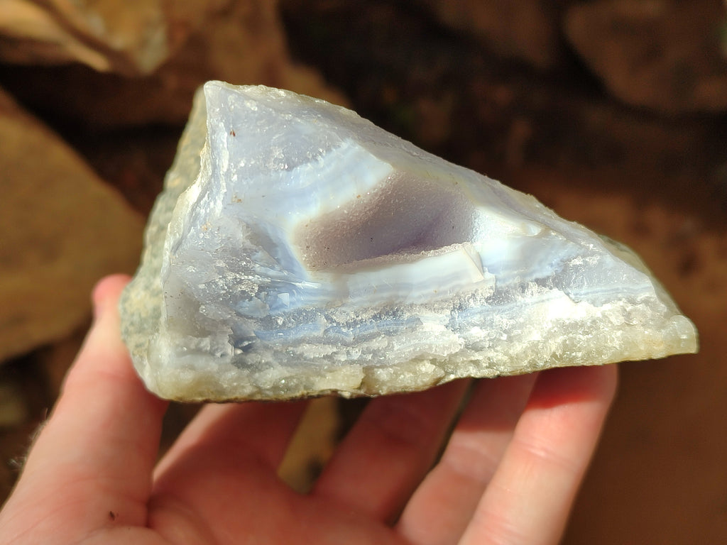 Natural Blue Lace Agate Geode Specimens x 3 From Malawi - Toprock Gemstones and Minerals 