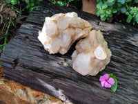 Natural Smokey Phantom Quartz Clusters x 2 From Luena, Congo - Toprock Gemstones and Minerals 