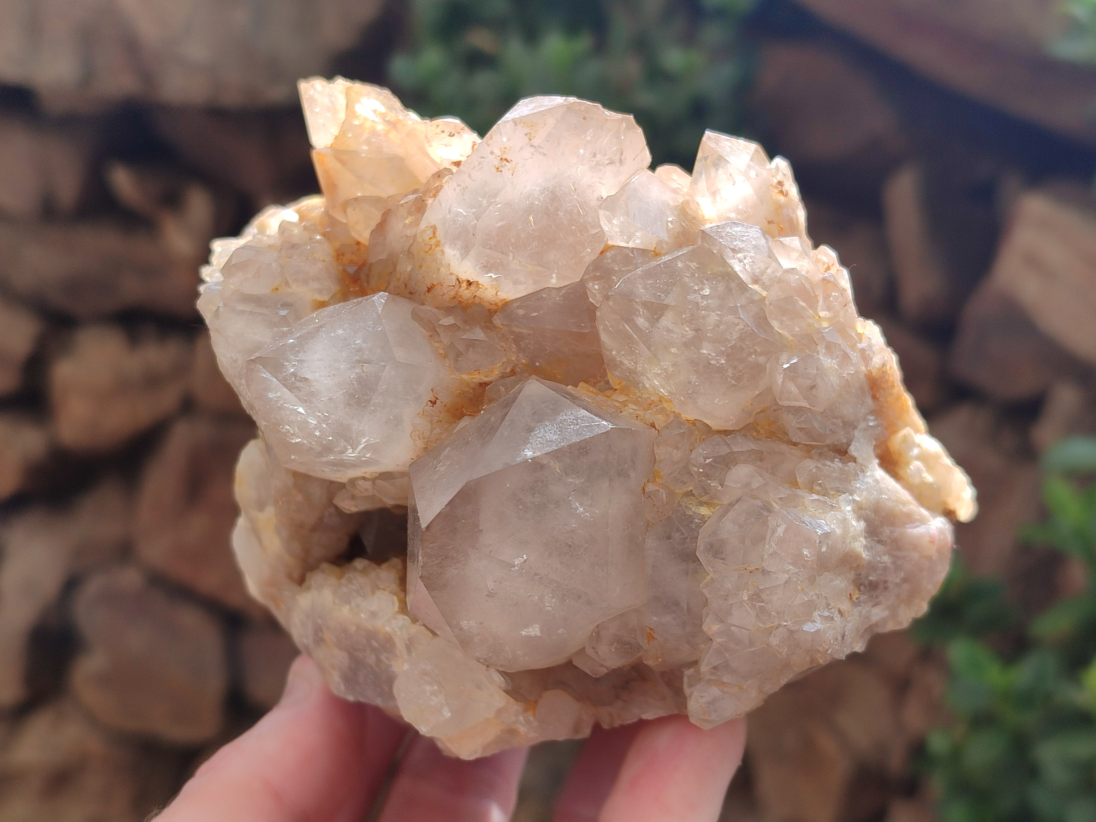 Natural Smokey Phantom Quartz Clusters x 2 From Luena, Congo - Toprock Gemstones and Minerals 