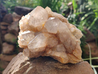 Natural Smokey Phantom Quartz Clusters x 2 From Luena, Congo - Toprock Gemstones and Minerals 