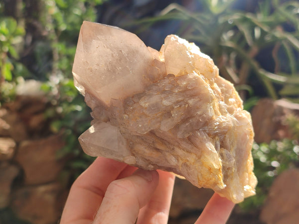 Natural Smokey Phantom Quartz Clusters x 2 From Luena, Congo - Toprock Gemstones and Minerals 