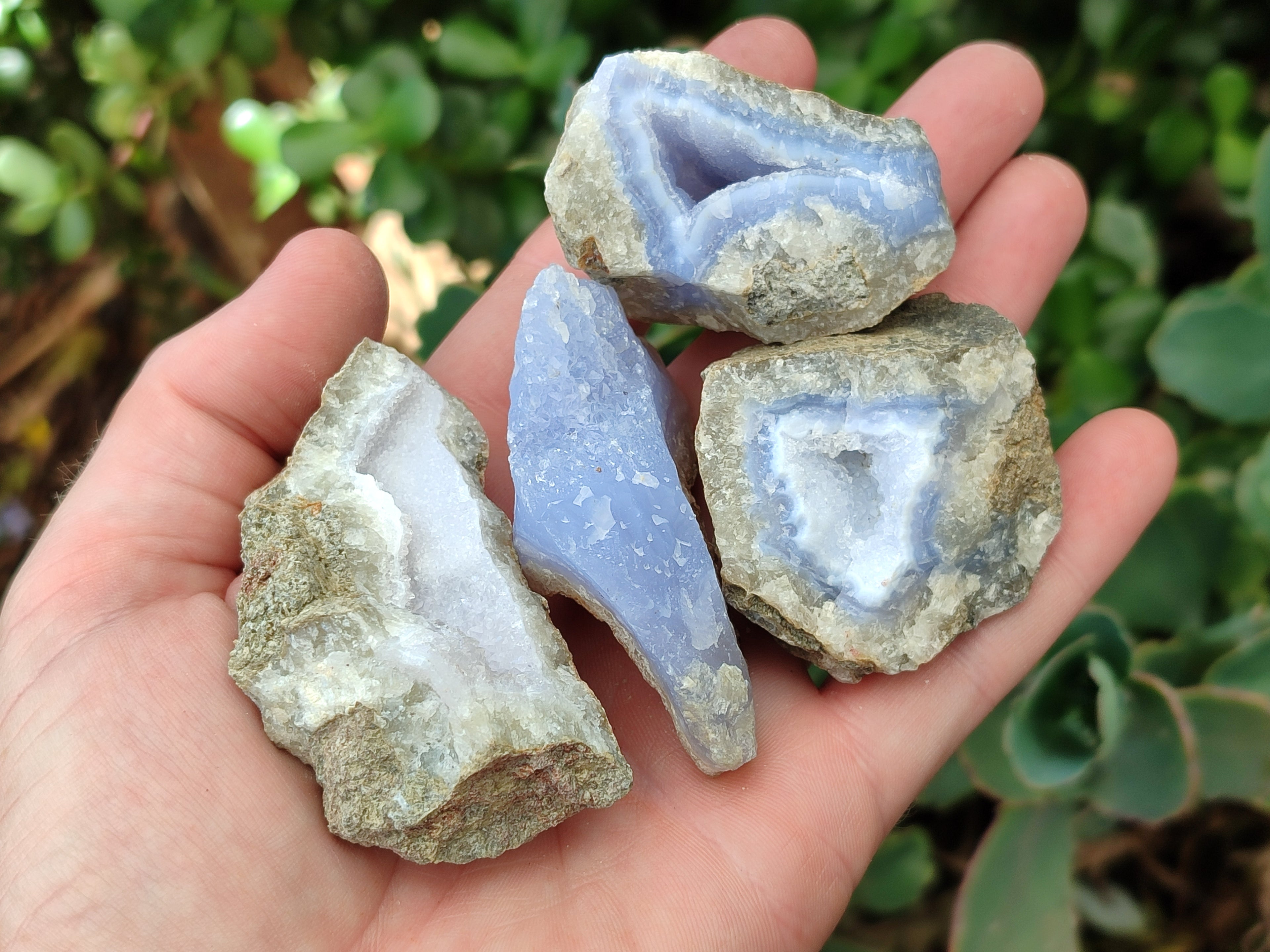 Natural Blue Lace Agate Geode Specimens x 35 From Malawi - Toprock Gemstones and Minerals 