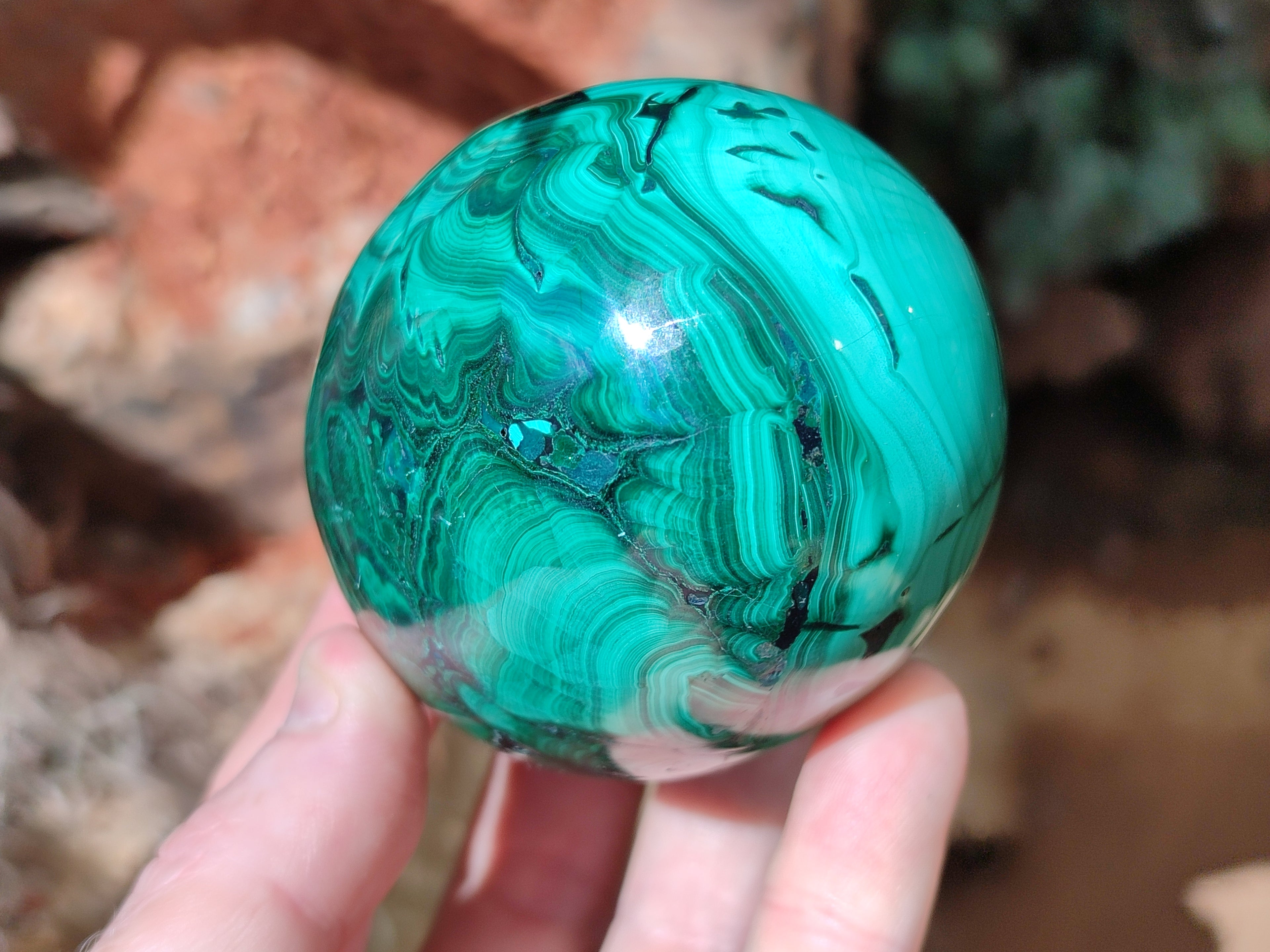 Polished Rare Extra Large Flower Banded Malachite Eggs  - Sold Per Item - From Congo - Toprock Gemstones and Minerals 