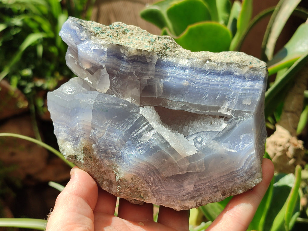 Natural Blue Lace Agate Geode Specimens x 3 From Malawi - Toprock Gemstones and Minerals 