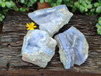 Natural Blue Lace Agate Geode Specimens x 3 From Malawi - Toprock Gemstones and Minerals 
