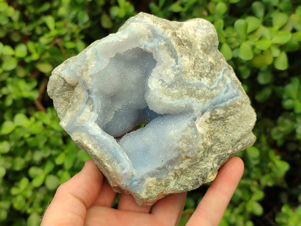 Natural Blue Lace Agate Geode Specimens x 3 From Malawi - Toprock Gemstones and Minerals 