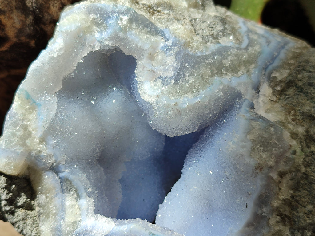 Natural Blue Lace Agate Geode Specimens x 3 From Malawi - Toprock Gemstones and Minerals 