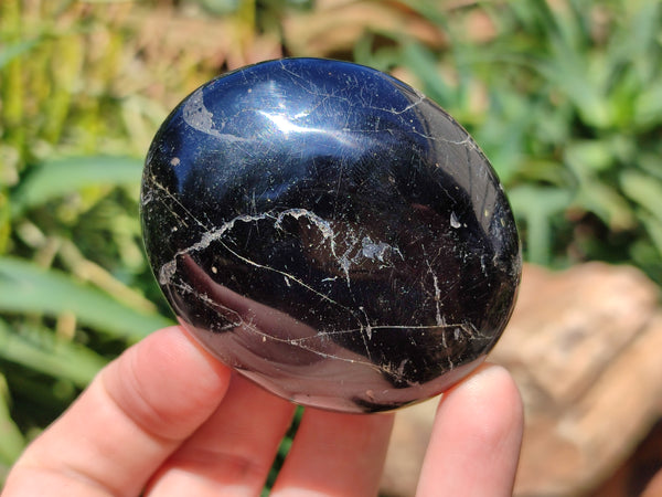 Polished Black Tourmaline Palm Stones x 12 From Madagascar - Toprock Gemstones and Minerals 