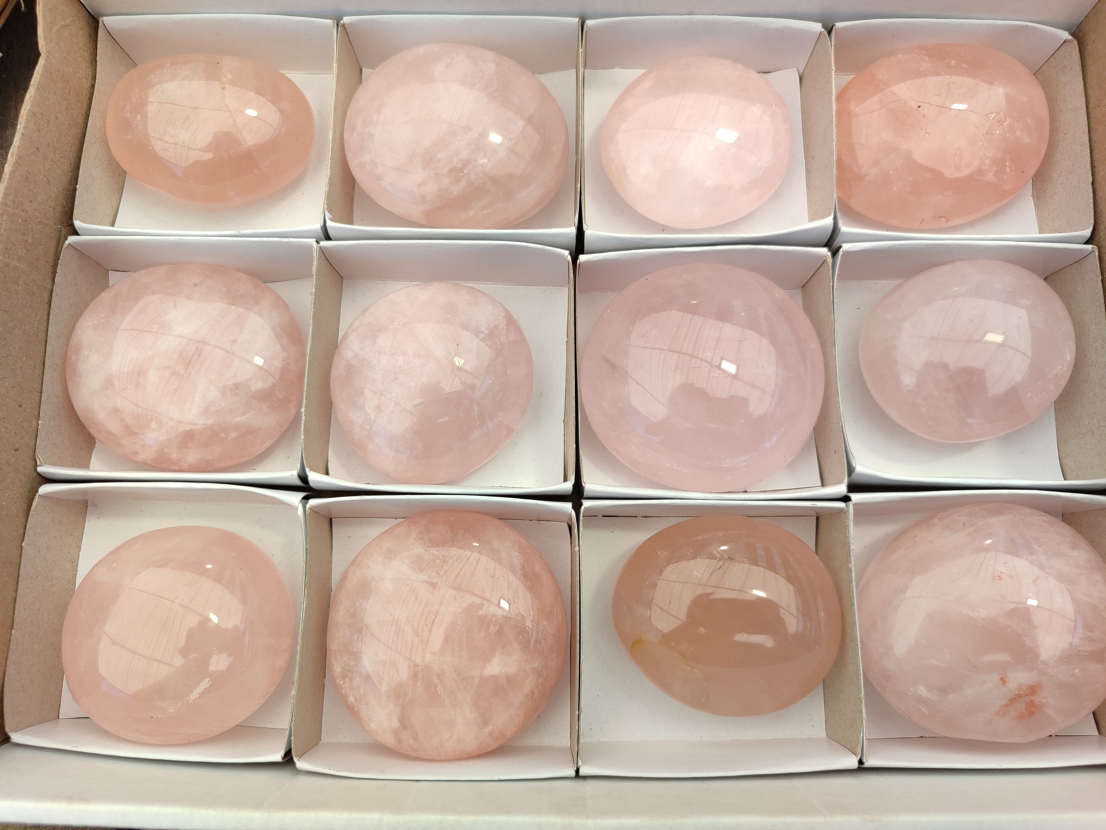 Polished Rose Quartz Palm Stones x 12 From Madagascar - Toprock Gemstones and Minerals 