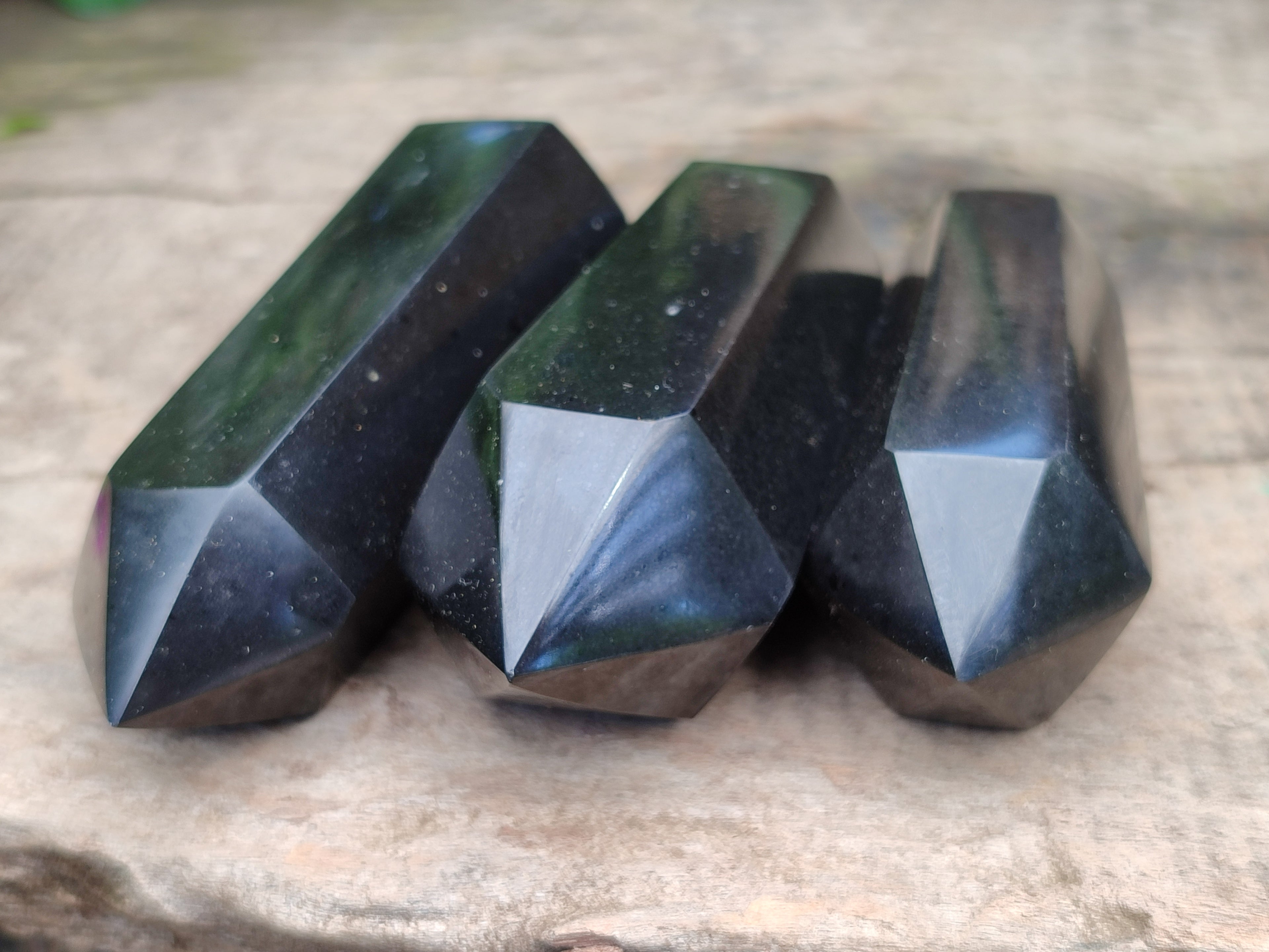 Polished Double Terminated Black Basalt Points x 12 From Madagascar - Toprock Gemstones and Minerals 