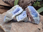 Natural Blue Lace Agate Geode Specimens x 12 From Malawi - Toprock Gemstones and Minerals 