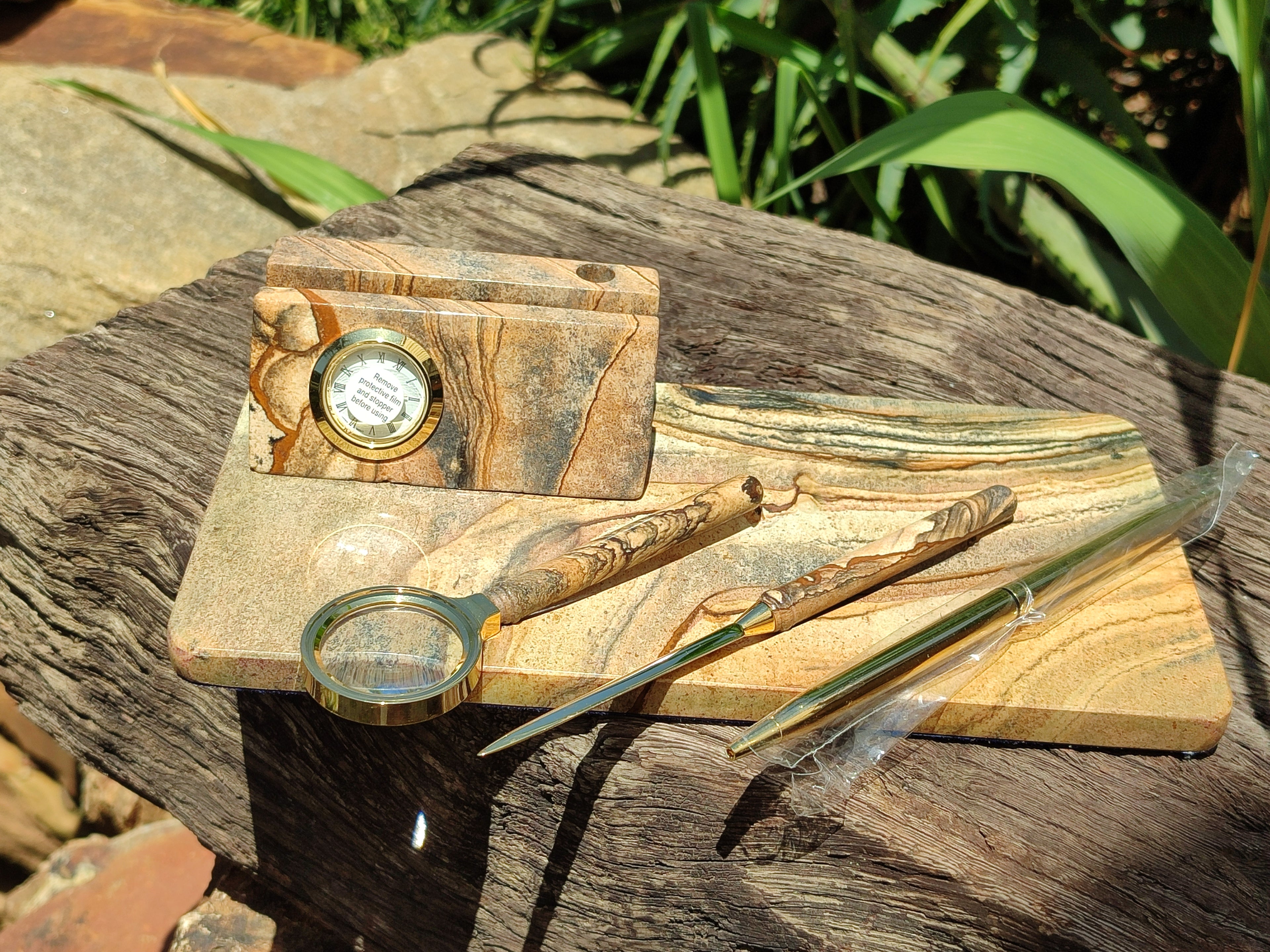 Polished Picture Stone Desk Set x 1 From Namibia - Toprock Gemstones and Minerals 