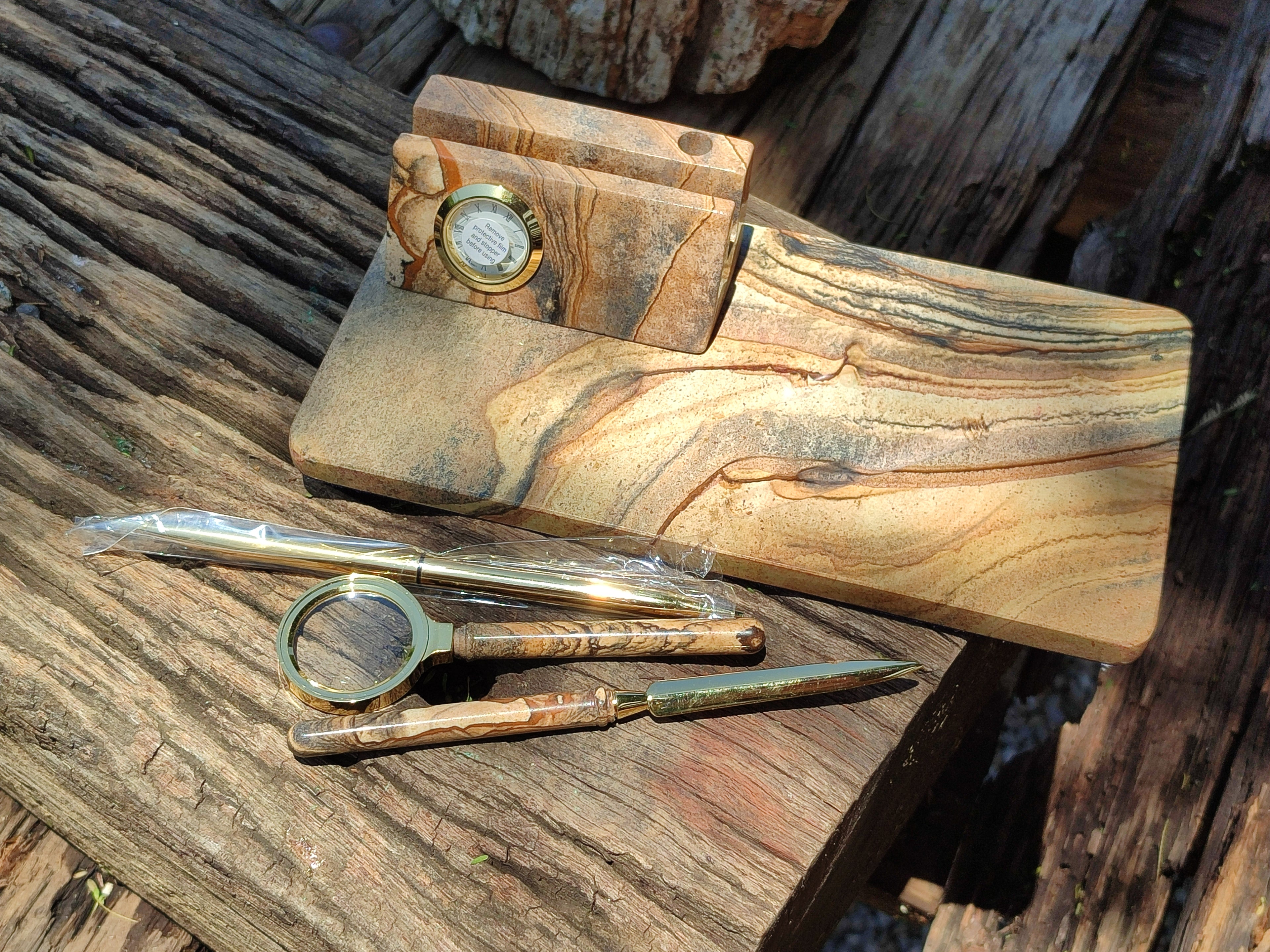 Polished Picture Stone Desk Set x 1 From Namibia - Toprock Gemstones and Minerals 