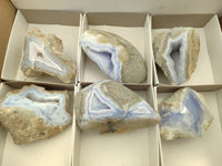 Polished On One Side Blue Lace Agate x 6 From Malawi - Toprock Gemstones and Minerals 