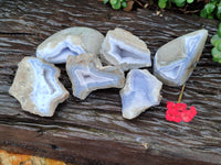 Polished On One Side Blue Lace Agate x 6 From Malawi - Toprock Gemstones and Minerals 
