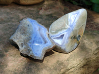 Polished On One Side Blue Lace Agate x 6 From Malawi - Toprock Gemstones and Minerals 