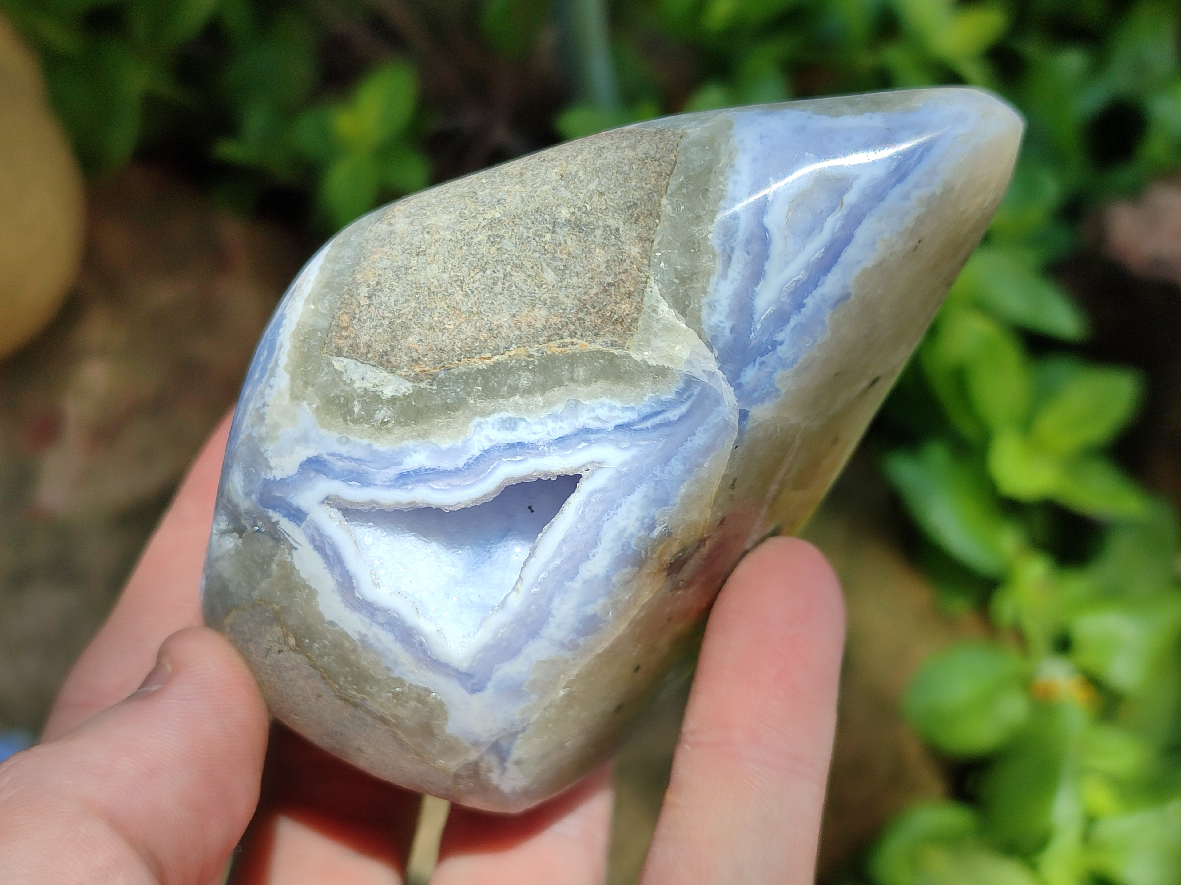 Polished On One Side Blue Lace Agate x 6 From Malawi - Toprock Gemstones and Minerals 