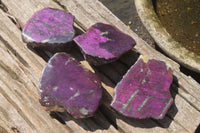 Polished On One Side Metallic Purpurite x 4 From Namibia - Toprock Gemstones and Minerals 