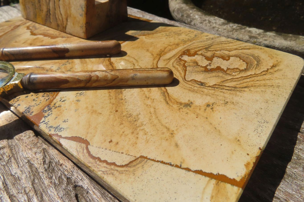 Polished Namibian Desert Picture Stone Jasper Desk Set - sold per item - From Namibia - Toprock Gemstones and Minerals 