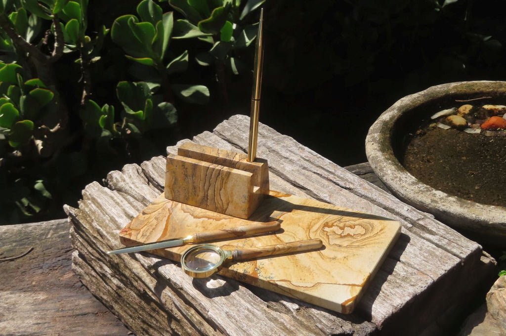 Polished Namibian Desert Picture Stone Jasper Desk Set - sold per item - From Namibia - Toprock Gemstones and Minerals 