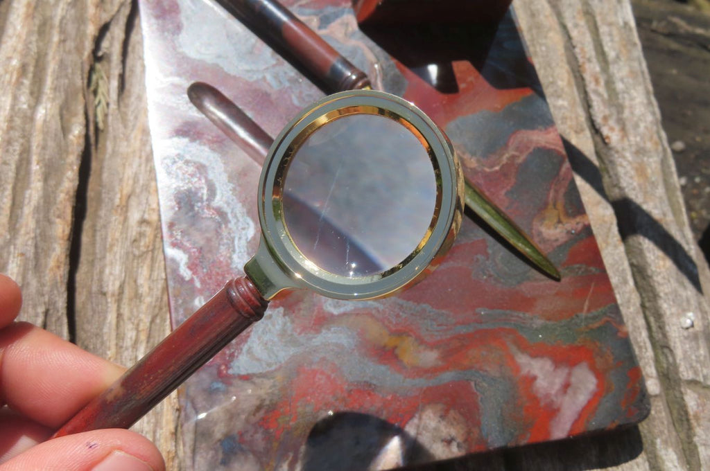 Hand Made Tiger Iron Jasper Desk Set - sold per item - From Australia - Toprock Gemstones and Minerals 