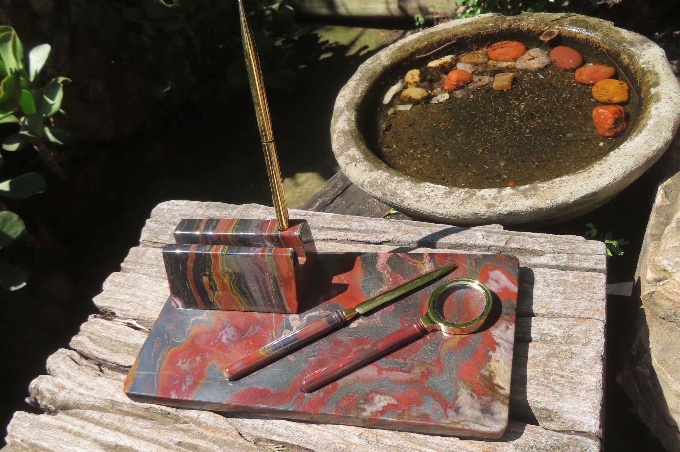Hand Made Tiger Iron Jasper Desk Set - sold per item - From Australia - Toprock Gemstones and Minerals 