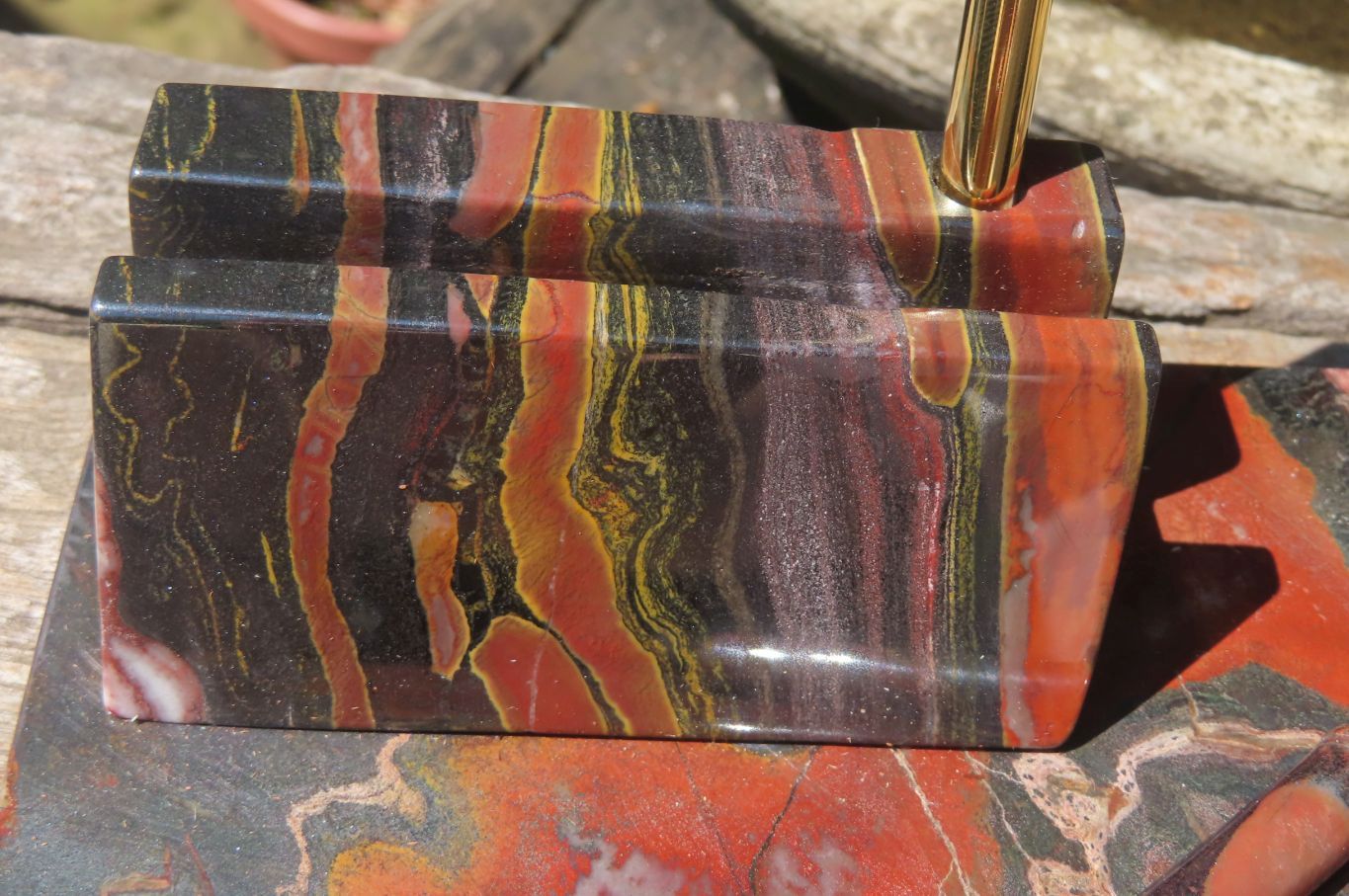 Hand Made Tiger Iron Jasper Desk Set - sold per item - From Australia - Toprock Gemstones and Minerals 