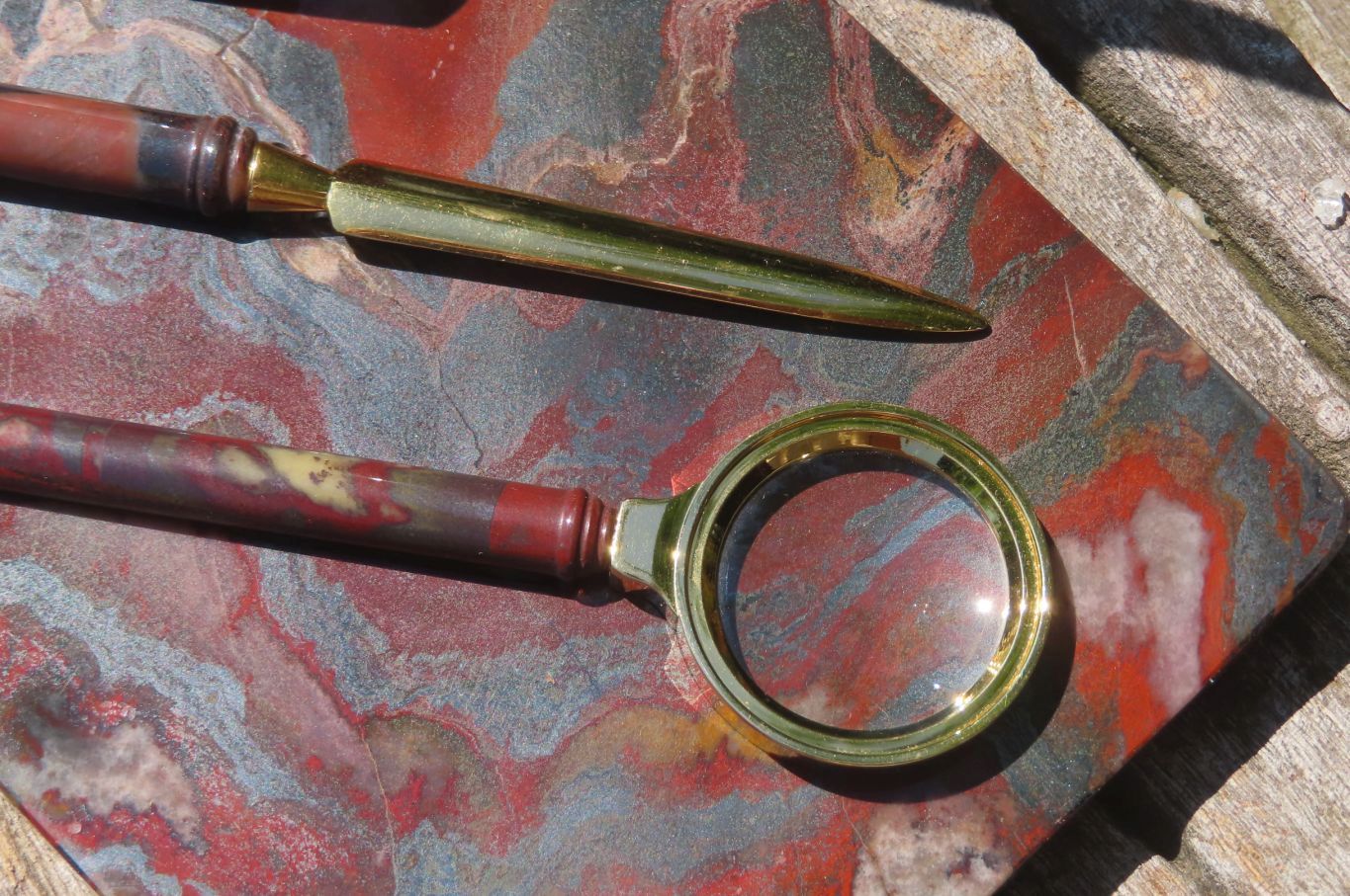 Hand Made Tiger Iron Jasper Desk Set - sold per item - From Australia - Toprock Gemstones and Minerals 