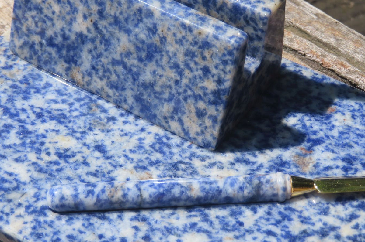 Hand Made Sodalite Desk Set - sold per item - From Namibia - Toprock Gemstones and Minerals 