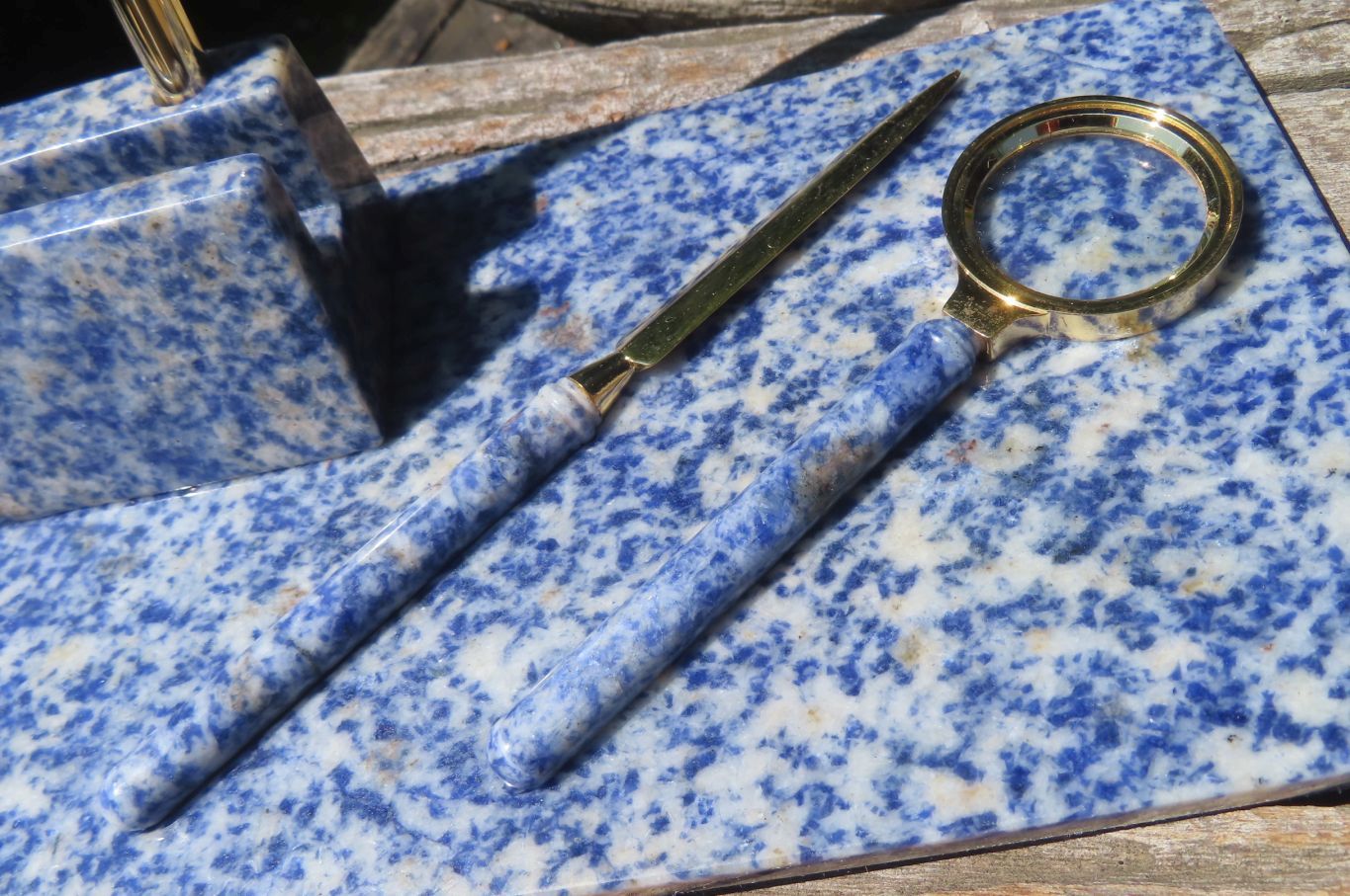 Hand Made Sodalite Desk Set - sold per item - From Namibia - Toprock Gemstones and Minerals 