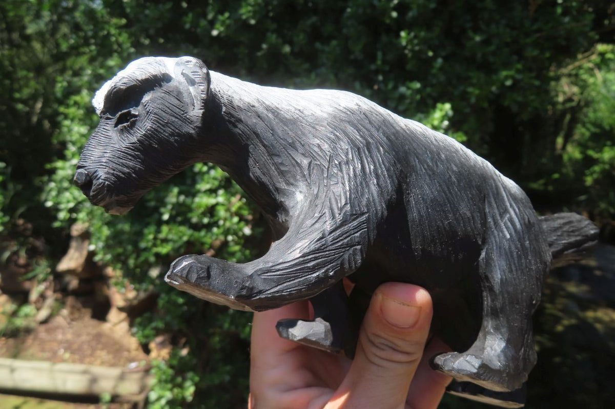 Hand Made Soapstone Honey Badger Carving x 1 From Zimbabwe - Toprock Gemstones and Minerals 
