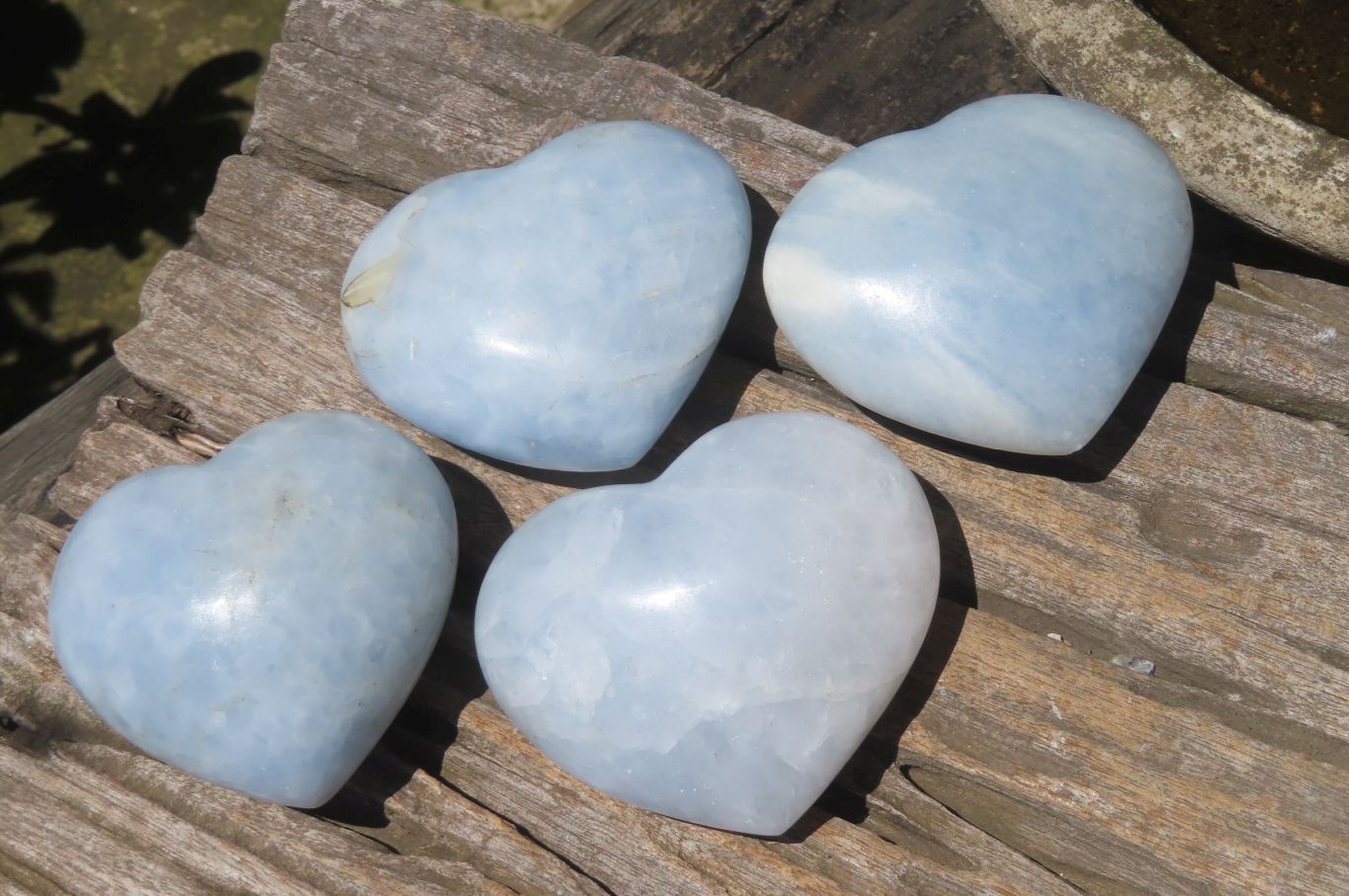 Polished Larger Blue Calcite Hearts - Sold per Item - From Madagascar - Toprock Gemstones and Minerals 