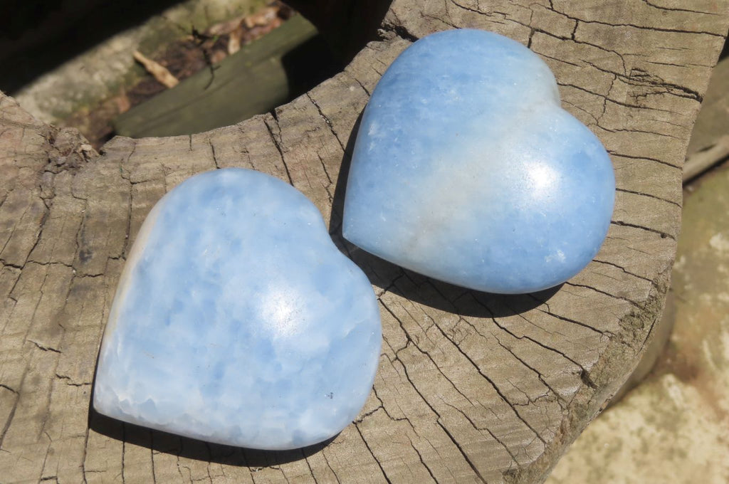 Polished Larger Blue Calcite Hearts - Sold per Item - From Madagascar - Toprock Gemstones and Minerals 