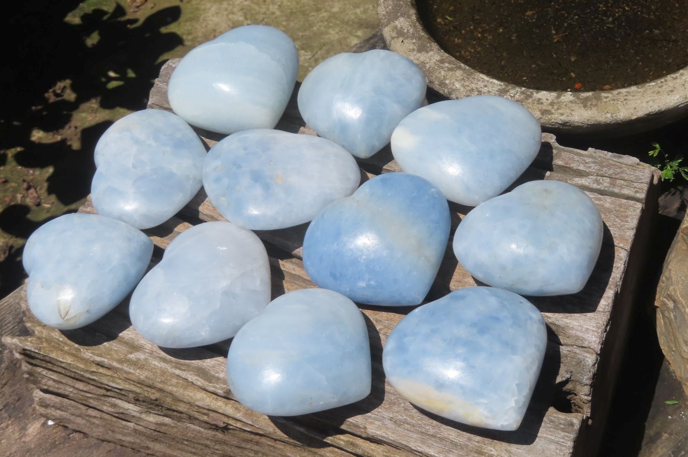 Polished Larger Blue Calcite Hearts - Sold per Item - From Madagascar - Toprock Gemstones and Minerals 