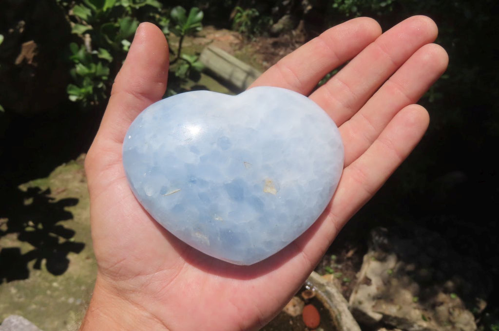 Polished Larger Blue Calcite Hearts - Sold per Item - From Madagascar - Toprock Gemstones and Minerals 