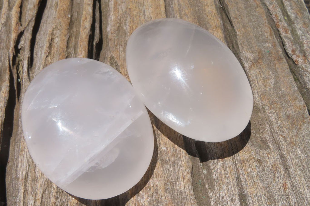Polished Girasol Pearl Quartz Palm Stones x 12 From Madagascar - Toprock Gemstones and Minerals 
