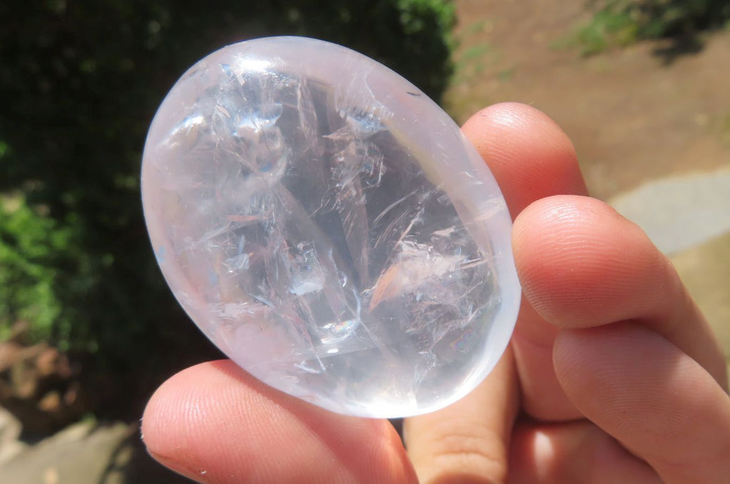 Polished Girasol Pearl Quartz Palm Stones x 12 From Madagascar - Toprock Gemstones and Minerals 