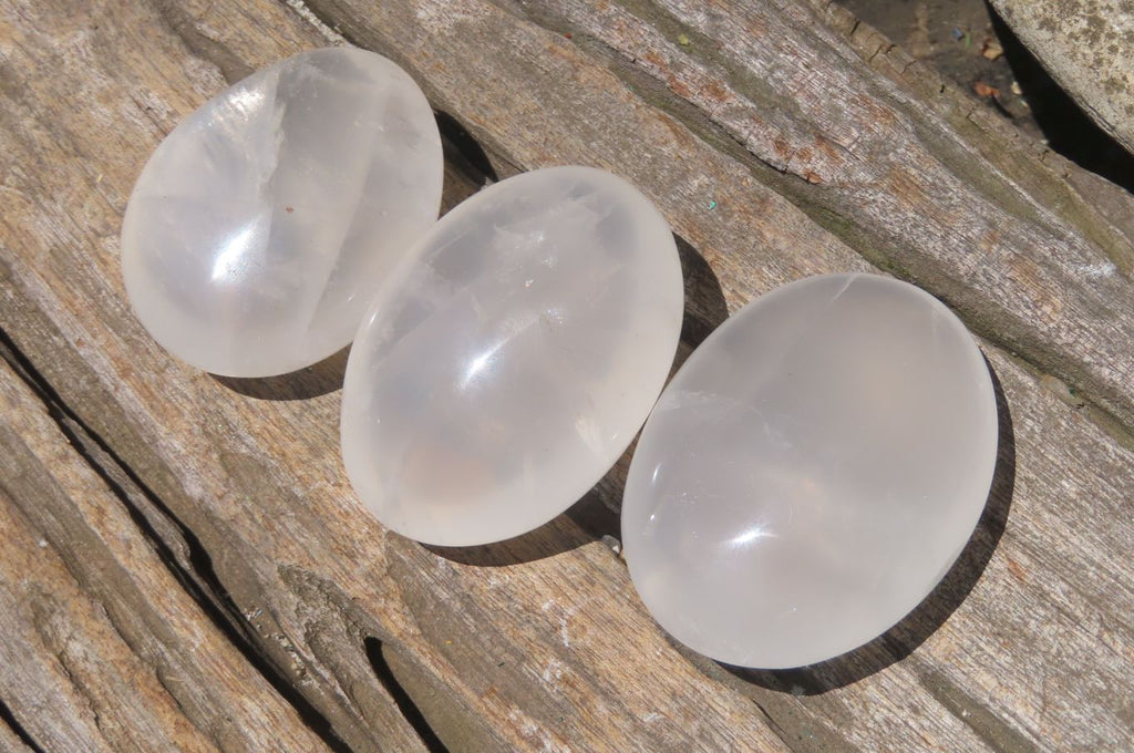 Polished Girasol Pearl Quartz Palm Stones x 12 From Madagascar - Toprock Gemstones and Minerals 