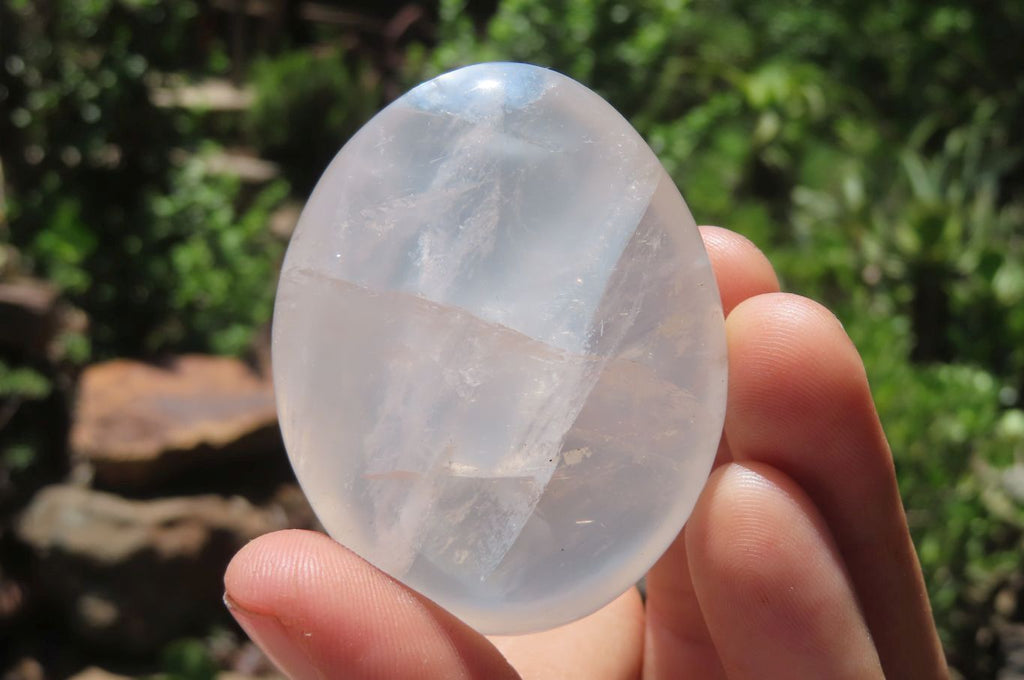 Polished Girasol Pearl Quartz Palm Stones x 12 From Madagascar - Toprock Gemstones and Minerals 