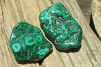 Polished Flower Banded Malachite Free Forms x 3 From Congo - Toprock Gemstones and Minerals 